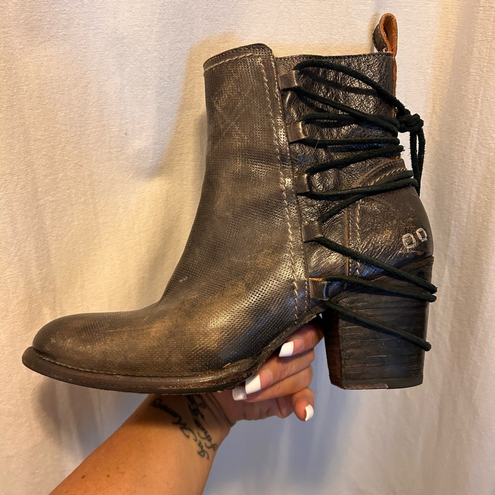 Bed Stu Cobbler dark grayish black leather ankle boots size 11 women’s